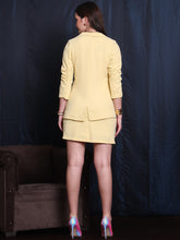Exude Celestial Glamour 2 piece Pastel Yellow Blazer Co-ord with Skirt